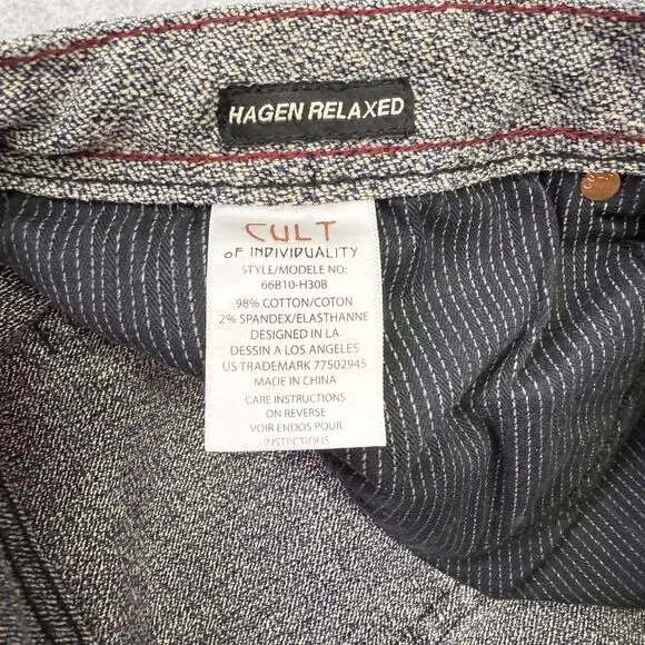 Cult of Individuality Jeans Men's 40x34 Hagen Relaxed Black Distressed Paint